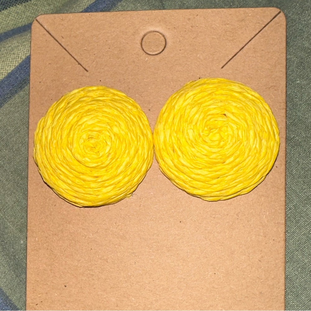 Round bohemian rattan earrings for women